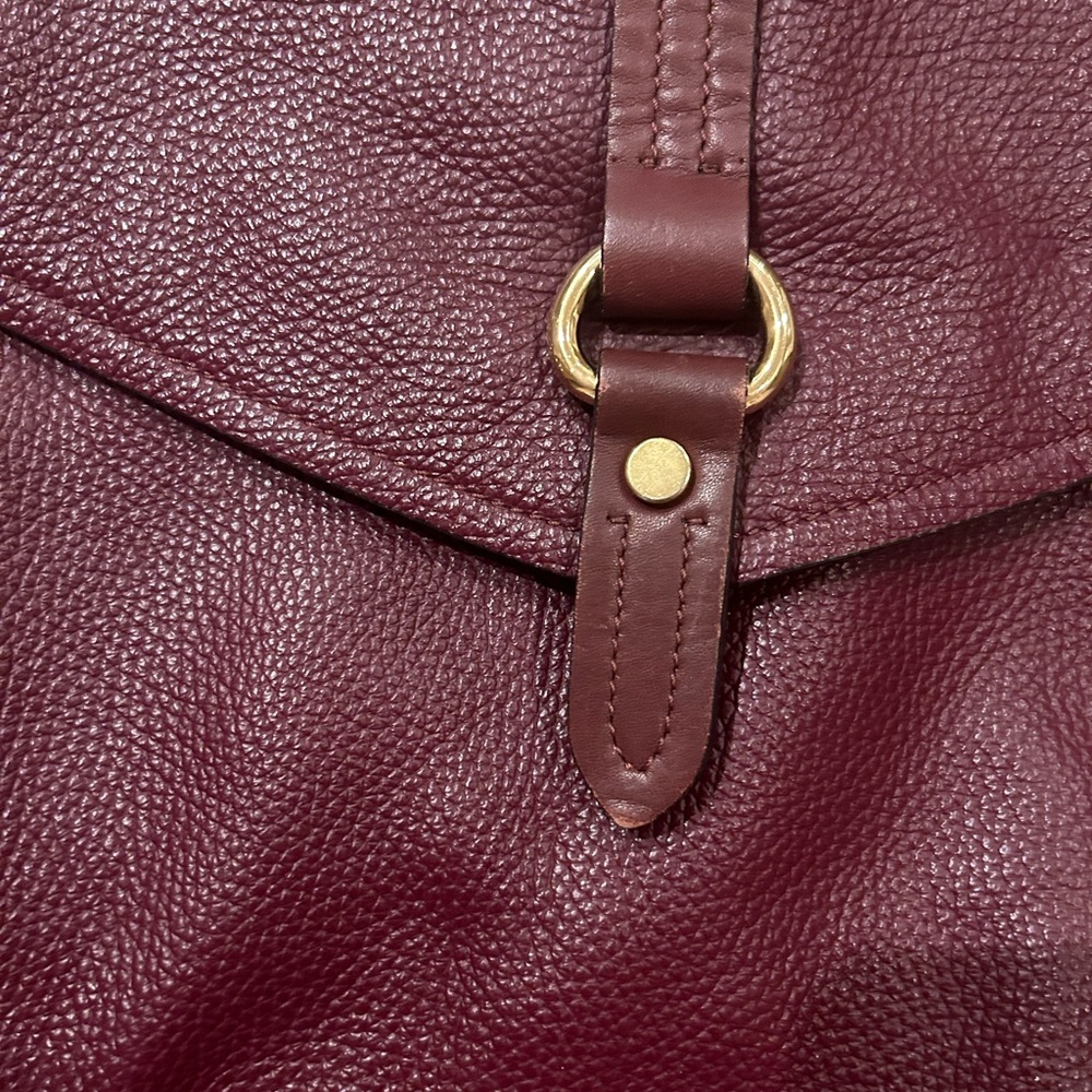 Burgundy Full Grain Leather Shoulder Bag Italy Minnelli Paris - Picture 4 of 9